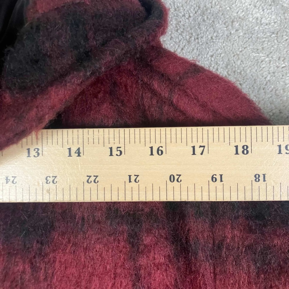 Coach Cape Coat Womens M/L Red Plaid Alpaca Wool Blend Hooded Belted Poncho - Picture 6 of 8